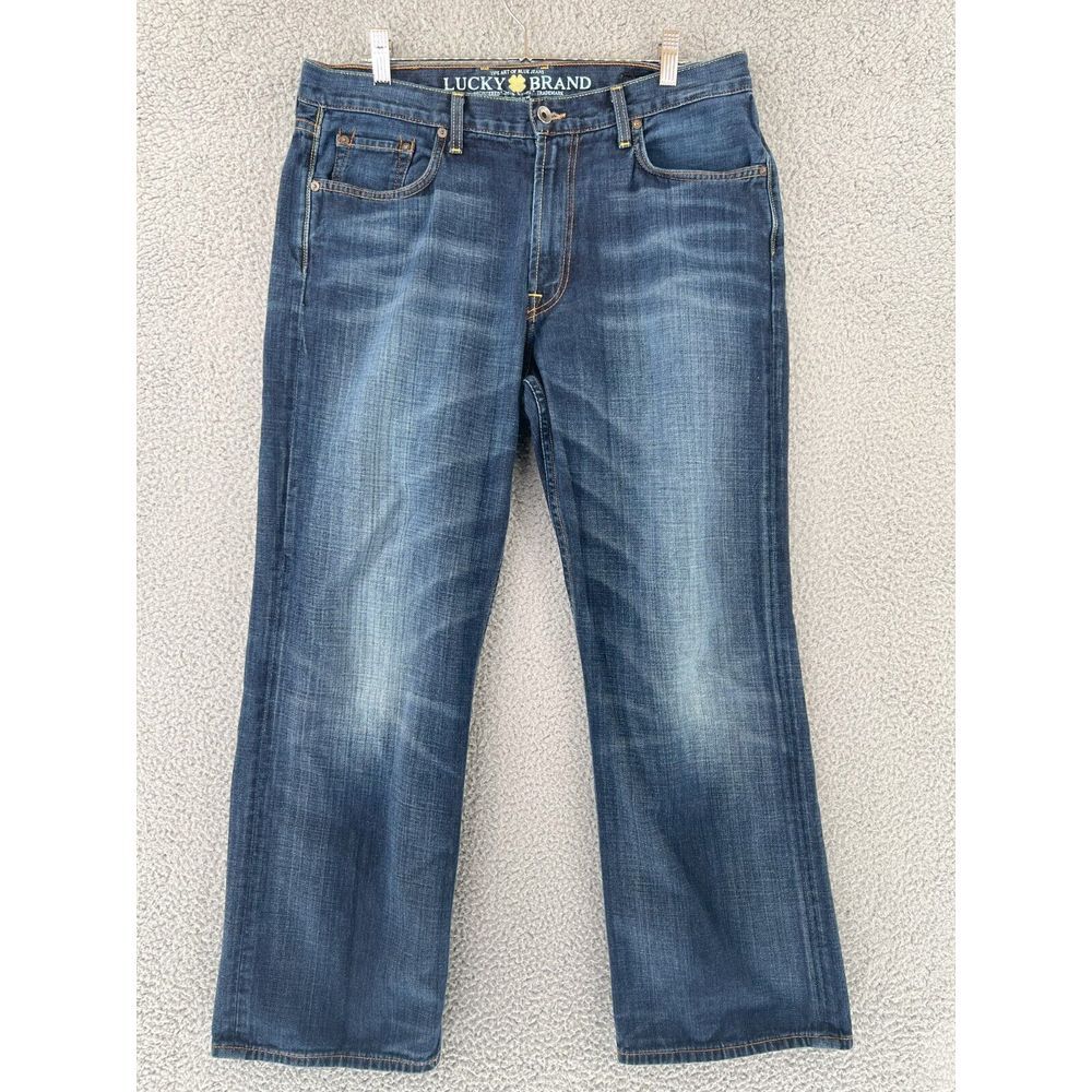 LUCKY 181 Jeans‎ Men 34x29 Relaxed Straight Baggy Blue Denim Short Inseam Y2k